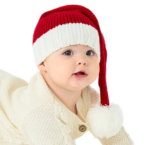 Baby Santa Hat Christmas for Baby Toddler Infant Newborn Washable Fade-restant Knitted Santa Hat ... | Amazon (US)