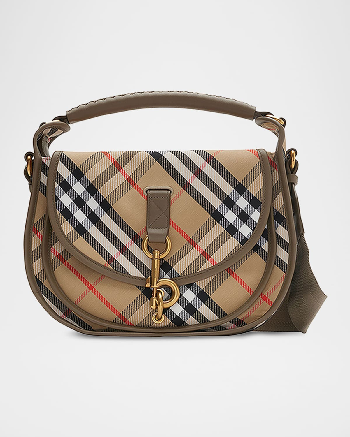 Clip Small Check Canvas Messenger Bag | Neiman Marcus