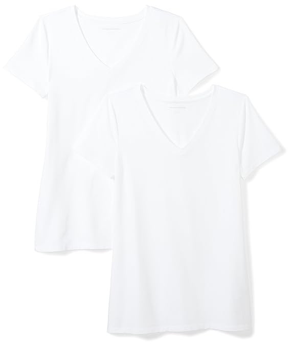 Amazon Essentials Women's 2-Pack Classic-Fit Short-Sleeve V-Neck T-Shirt | Amazon (US)