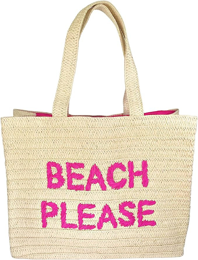 Hello Beaches Beach Bags for women. Take this beach bag out to the beach, please! Chic straw beac... | Amazon (US)