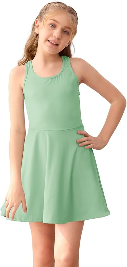 Haloumoning Girls Sleeveless Tennis Dress Kids Racerback Golf Dress School Sports Dresses Outfit ... | Amazon (US)