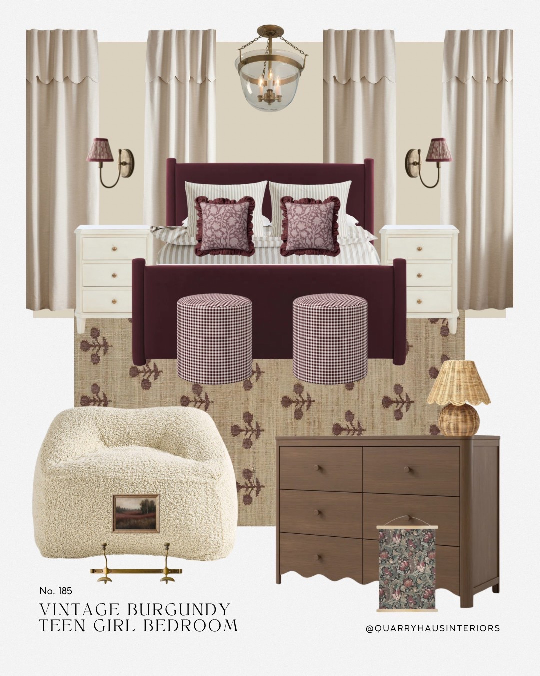 Vintage burgundy teen girl bedroom design 🥀 paint color shown is Edgecomb Gray by Benjamin Moore

Antique cottage cottagecore moody girls bedroom design decor furniture patterned layered velvet maroon wine

#LTKFamily #LTKHome #LTKKids