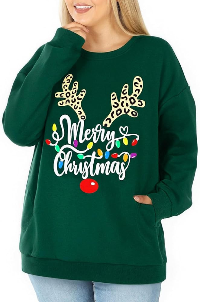 BLANCHES Plus Size Christmas Sweatshirts for Women Funny Xmas Sweater Pullover Cute Holiday Merry... | Amazon (US)