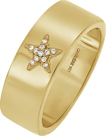 Carrière Jewelry 18K Yellow Gold Plated Sterling Silver Cielo Star Diamond Wide Band Ring - 0.03... | Nordstrom Rack