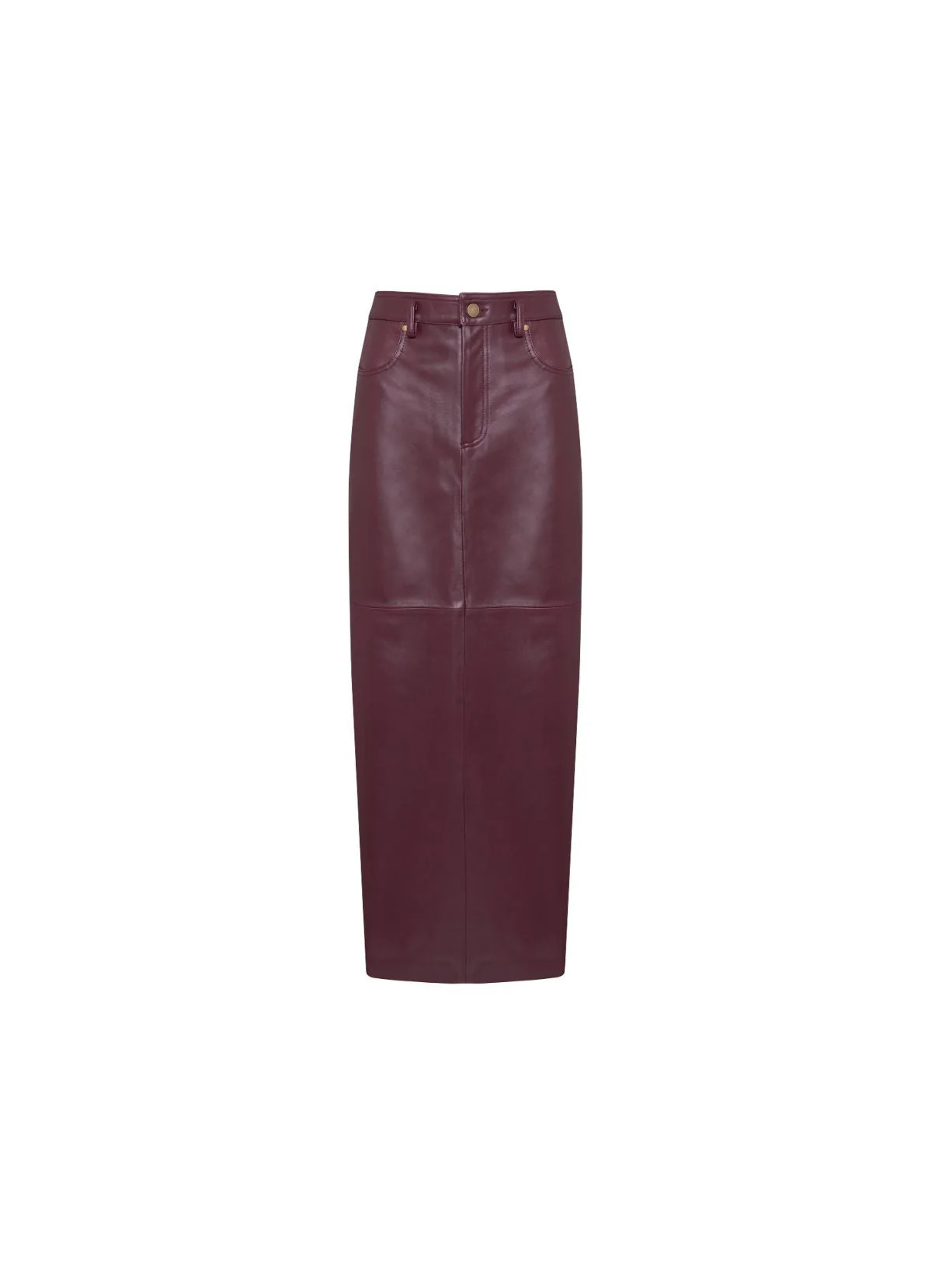 Burgundy Leather Maxi Skirt | DE SAVARY LONDON