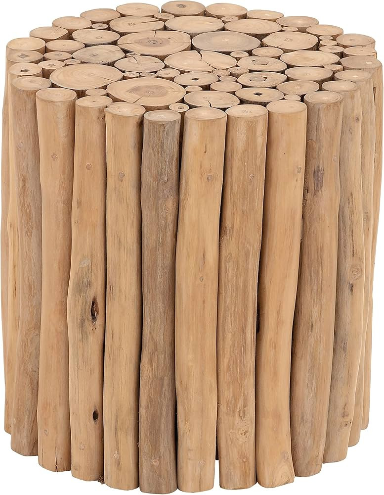 Deco 79 Teak Wood Handmade Accent Table with Stick Cluster Design, 14" x 14" x 16", Brown | Amazon (US)