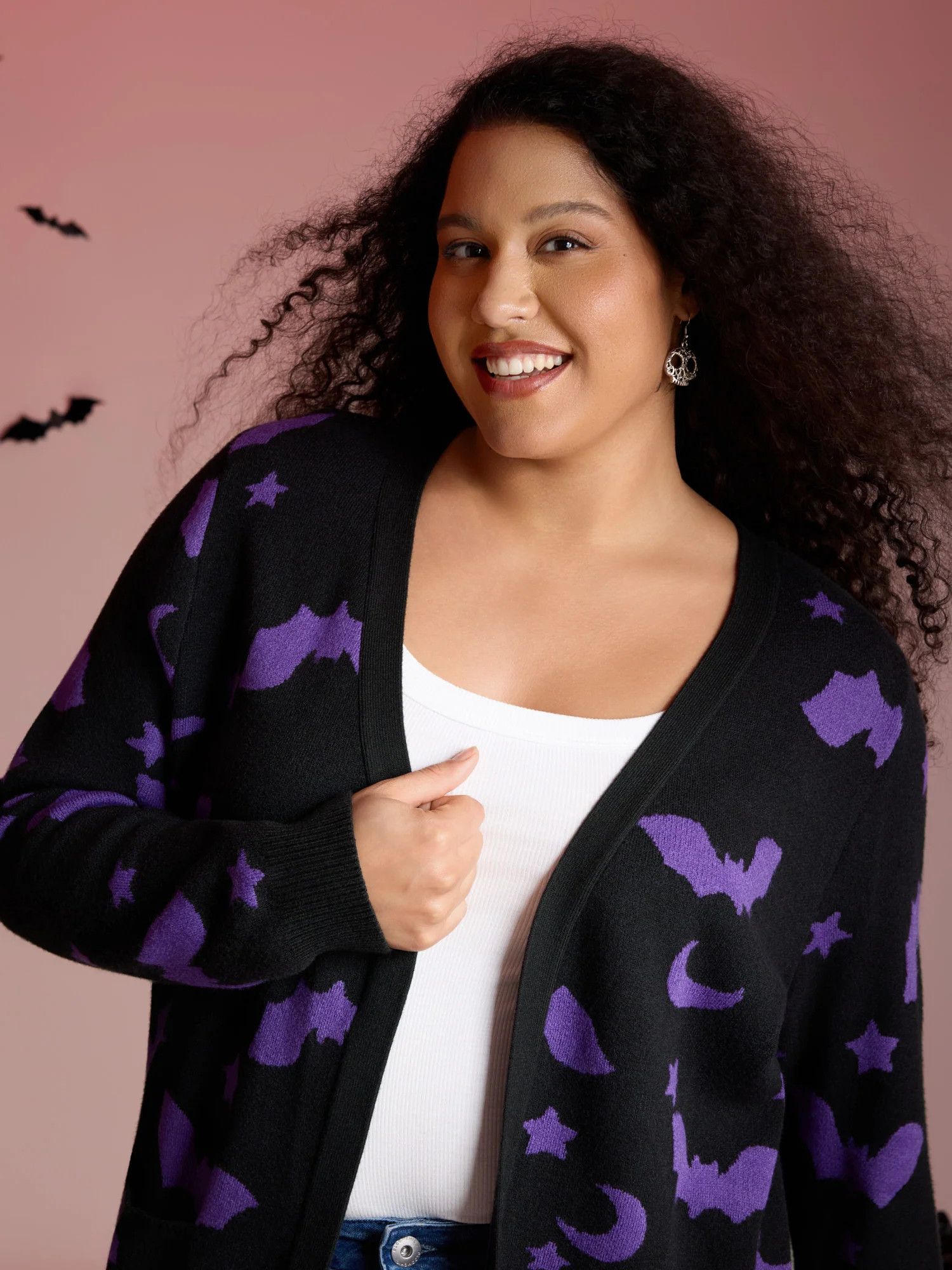 Bat Printed Jacquard Cardigan | Bloomchic