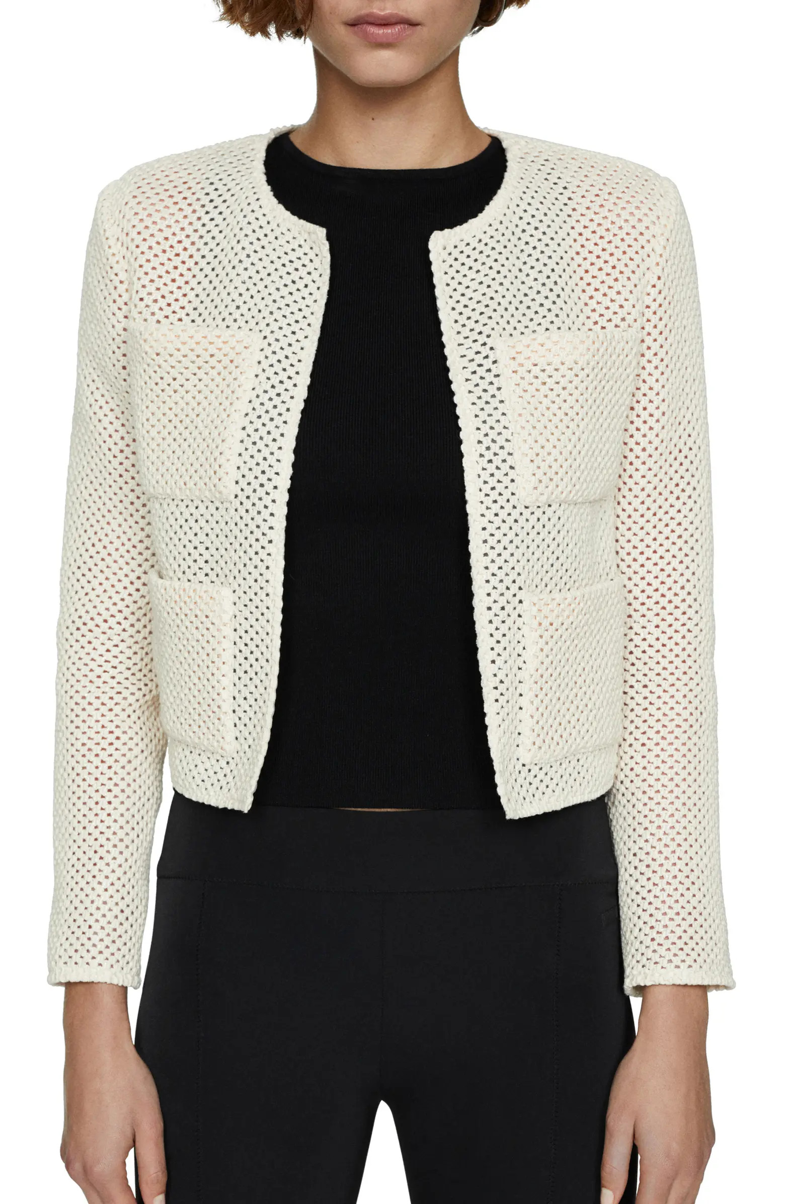 A loose, mesh-like open knit makes this slightly cropped cardigan a chic, lightweight layer for w... | Nordstrom