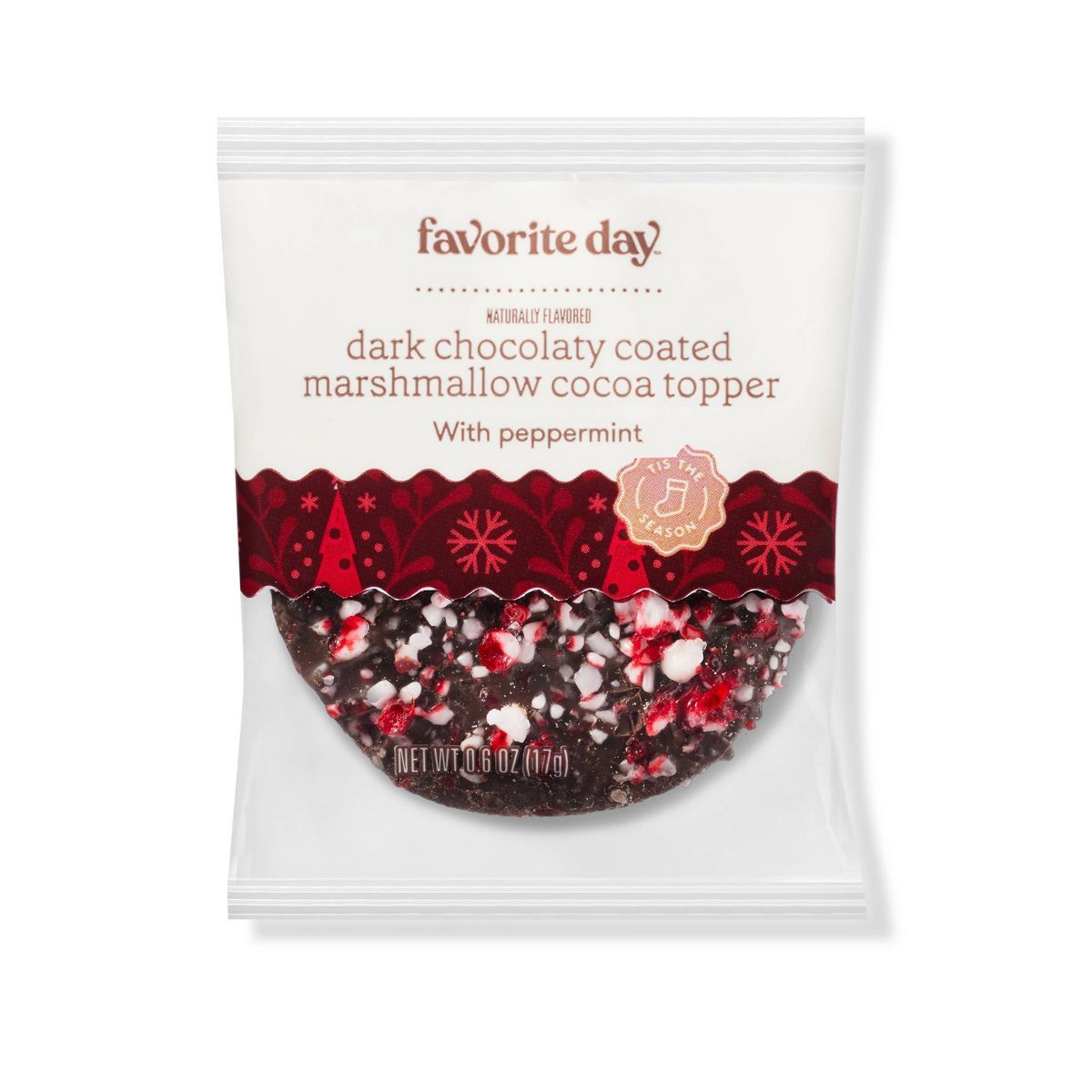 Holiday Dark Chocolaty Coated Marshmallow Cocoa Topper with Peppermint - 0.6oz - Favorite Day™ | Target