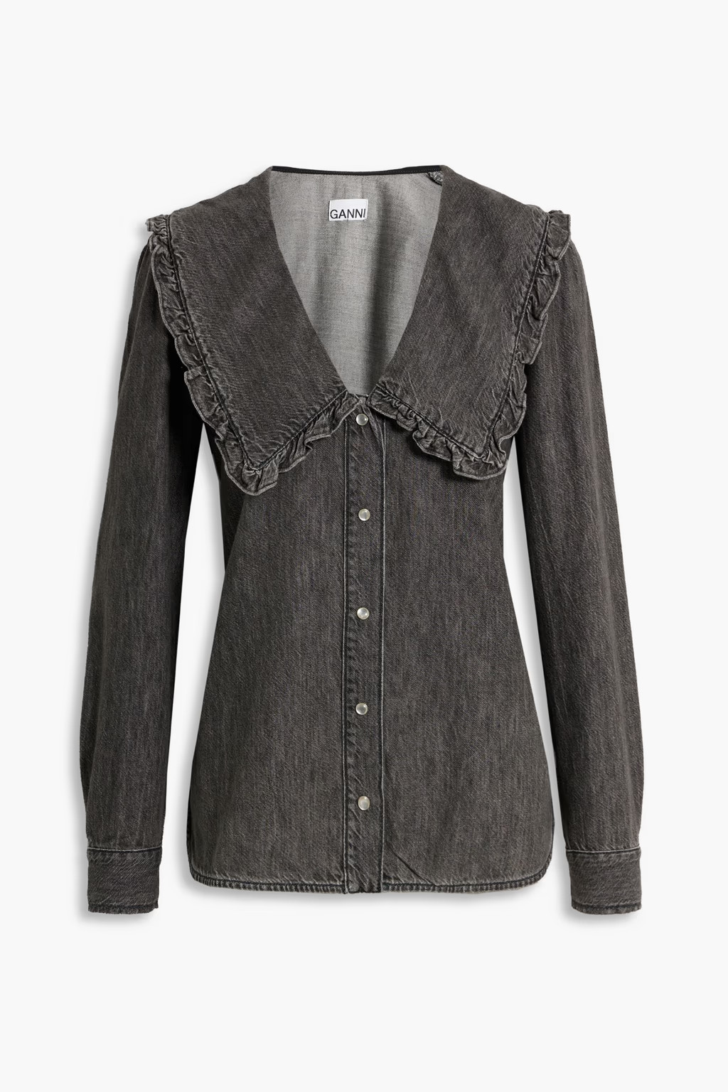 Ruffled organic cotton and Tencel-blend denim top | The Outnet (US and CA)