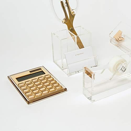 RUSSELL+HAZEL Acrylic Calculator, Clear with Gold-Toned Hardware.25” x 5.875” x 4.375” (511... | Amazon (US)