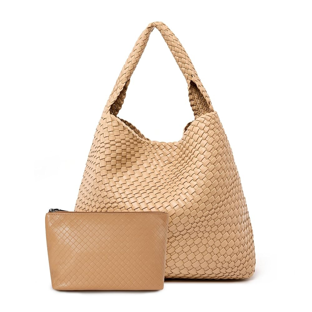 Large Woven Tote Bag for Women Weave Purse Woven Leather Handbag | Amazon (US)