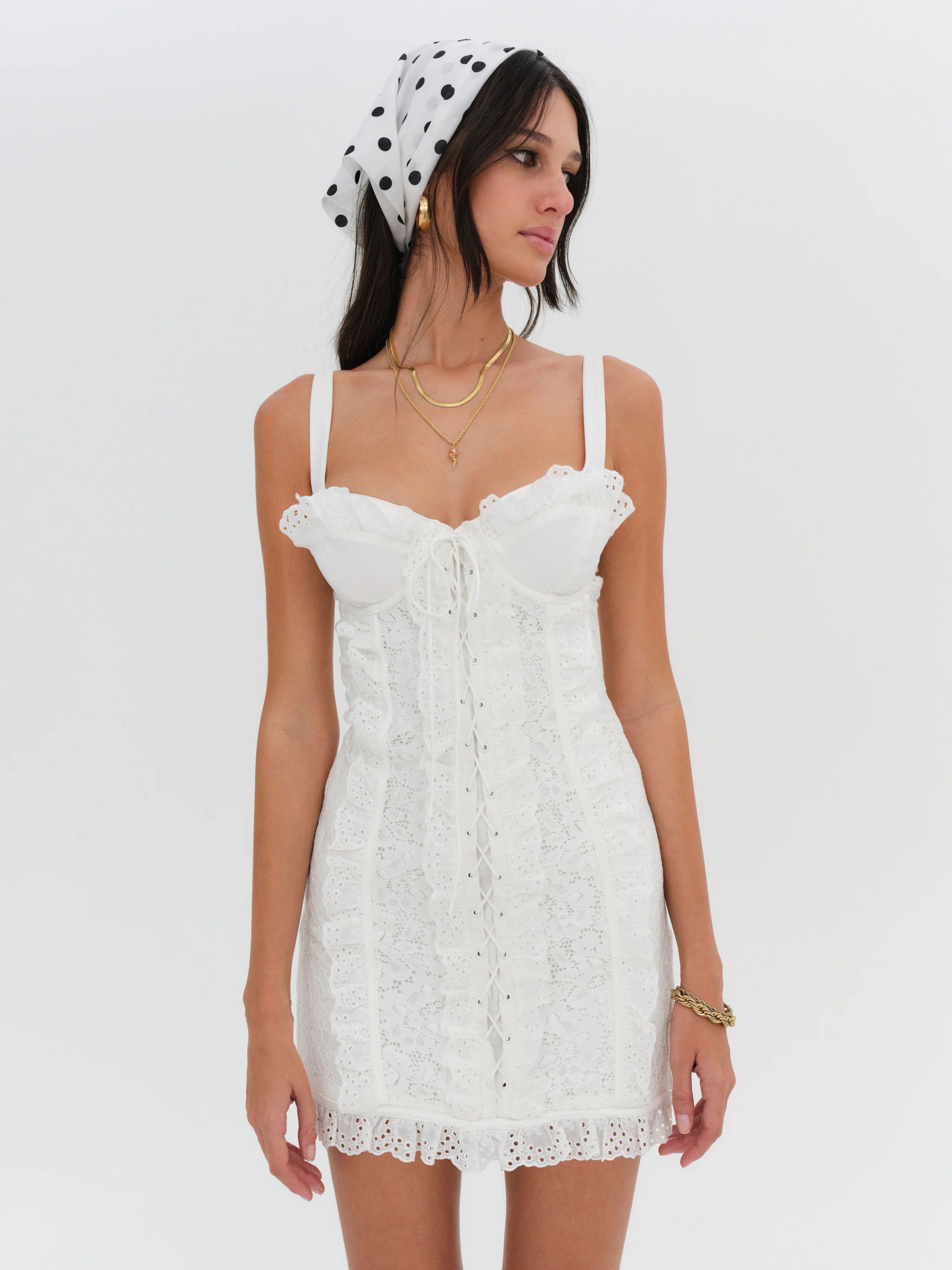Mandy Mini Dress — White | For Love & Lemons