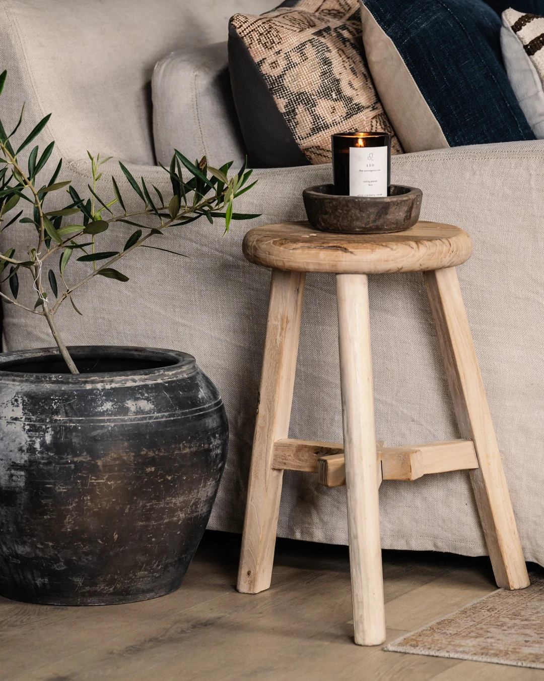 Vintage Stool Reclaimed Wood Round Stool Rustic Home Decor (Free Shipping) | Etsy (US)