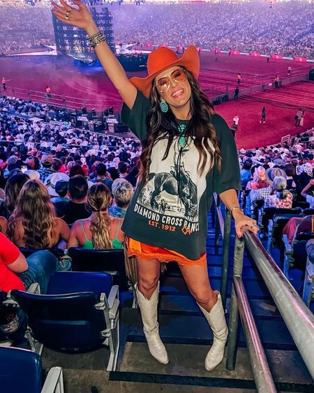 A cute rodeo or country concet outfit idea for spring and summer! Love the layered lace dress trend with a graphic tee dress. Follow if you love Western fashion , Lucchese cowgirl boots , cowgirl hat outfits, and cowgirl fashion! 
5/5

#LTKstyletip #LTKFestival #LTKparties