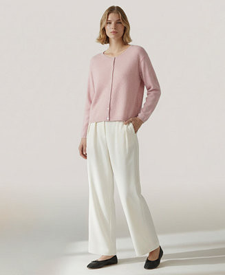 Women's Round Neck Long-Sleeve Cardigan | Macy's