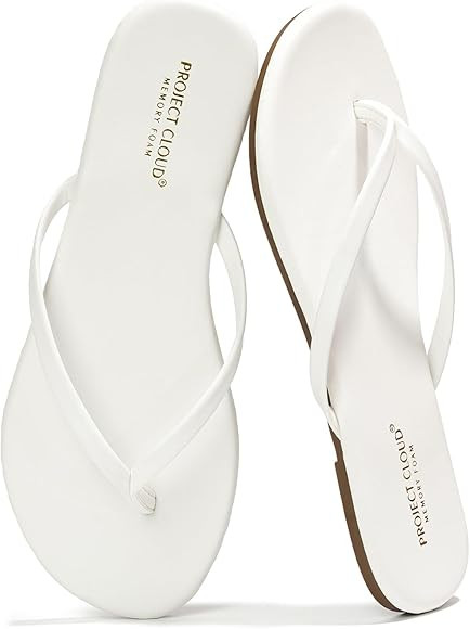 Project Cloud Flip flops for Women - Memory Foam Slippers for Women 2024 - Vegan Leather Women Sl... | Amazon (US)