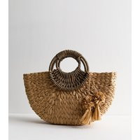 Stone Faux Leather Trimmed Woven Basket Bag New Look | New Look (UK)