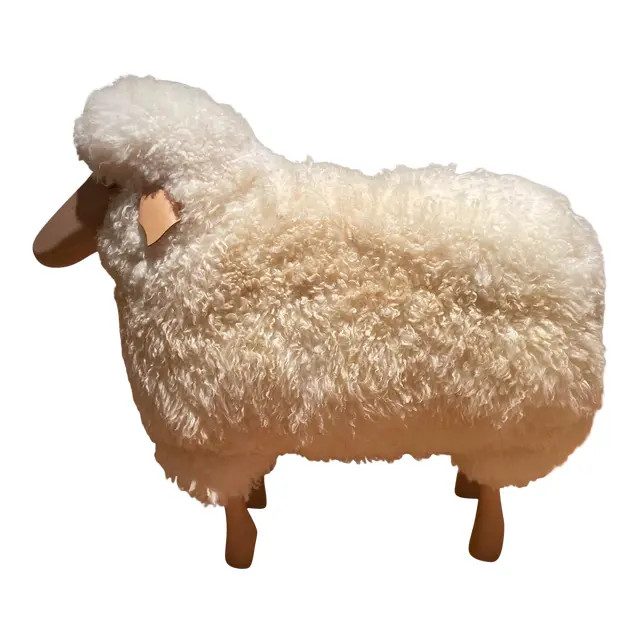 Lalanne Style Carved Wood Sheep Stool and Sculpture | Chairish