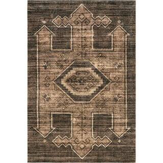 RUGS USA Sagebrush Geometric Machine Washable Dark Brown 9 ft. x 12 ft. Indoor/Outdoor Patio Rug ... | The Home Depot