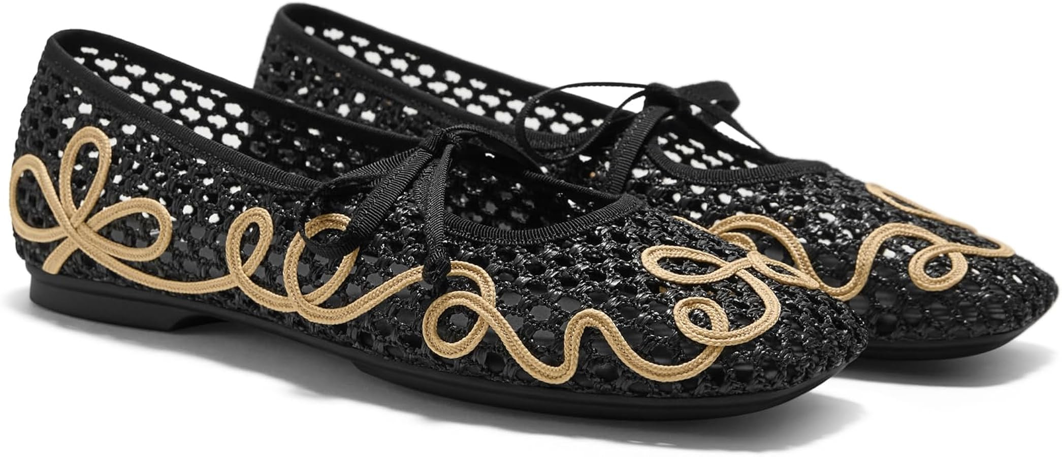 VIVAIA Makayla Square Toe Mesh Ballet Flats for Women, Breathable Raffia-Inspired Knit Shoes with... | Amazon (US)