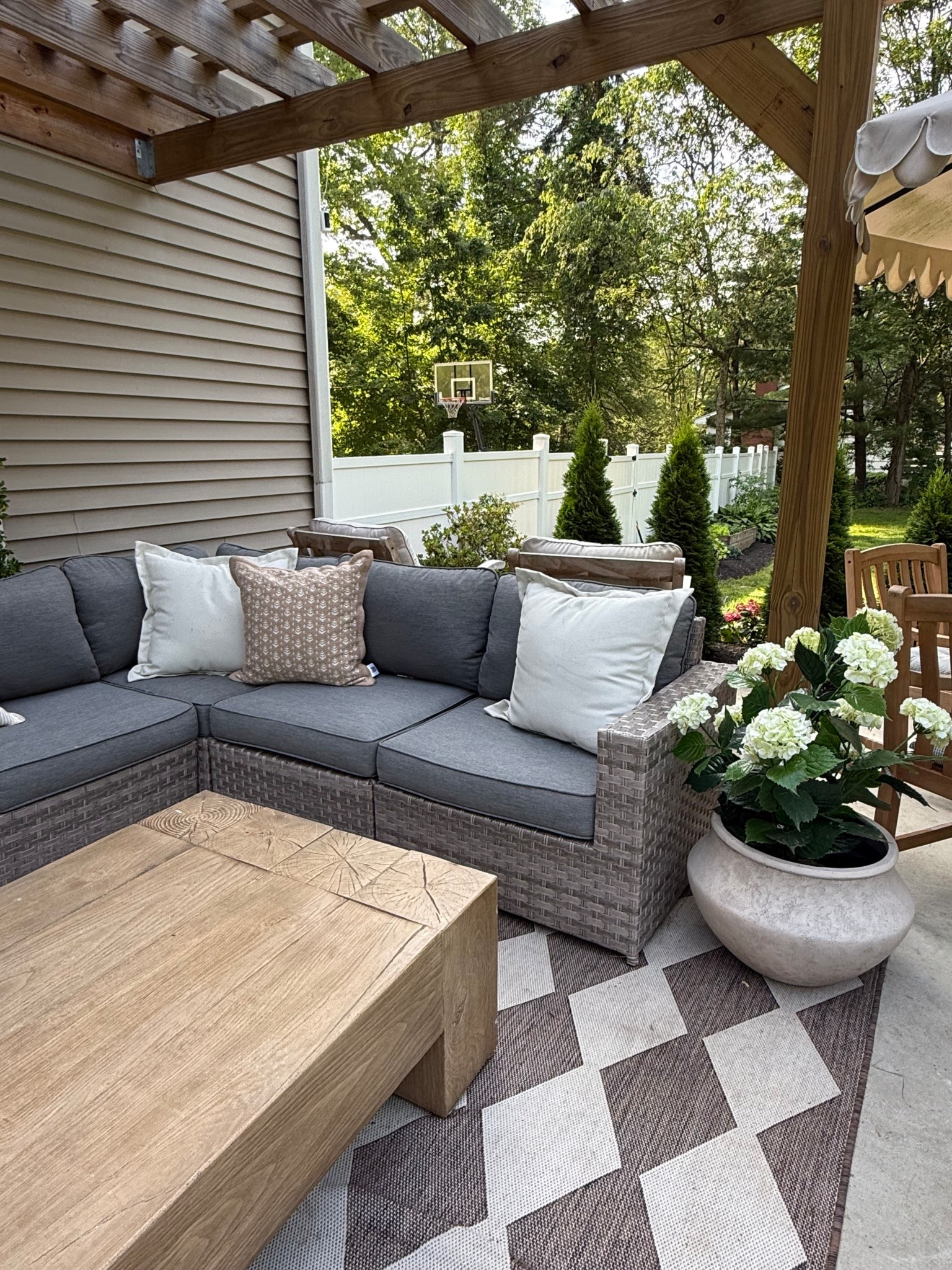 Outdoor patio decor

Outdoor rug
Concrete patio coffee table
Faux footwear 

#LTKSeasonal #LTKHome