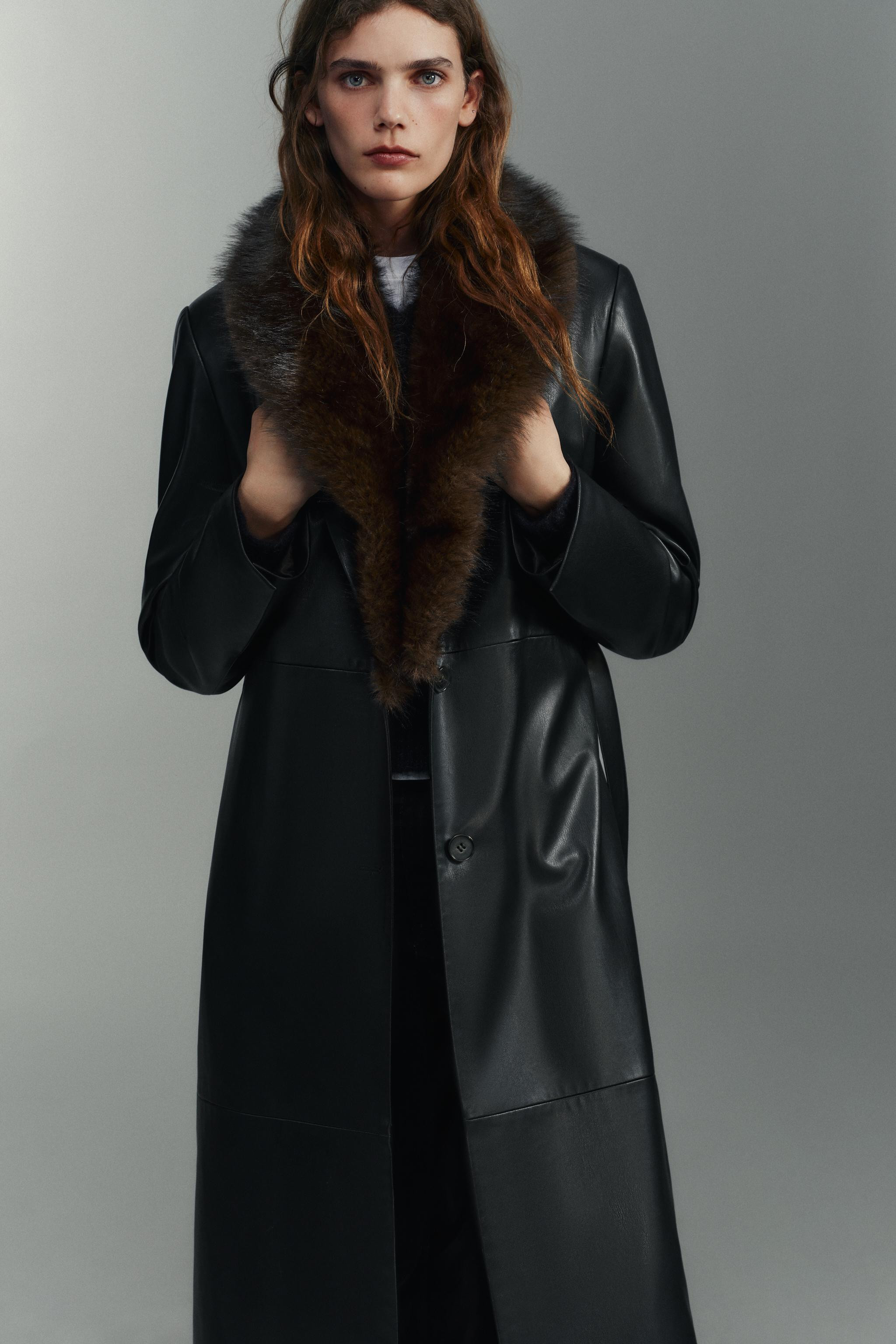 FAUX LEATHER COAT WITH DETACHABLE COLLAR | Zara US