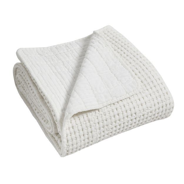 Mills Waffle Bright White Quilted Throw - Levtex Home | Target