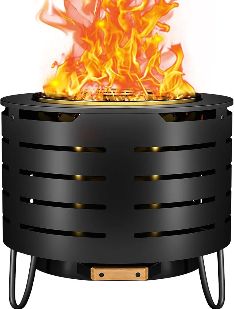Low Smoke Fire Pit, 19 Inch Stainless Steel Portable Fire Pit for Wood Burning, Outdoor Fire Pit ... | Amazon (US)
