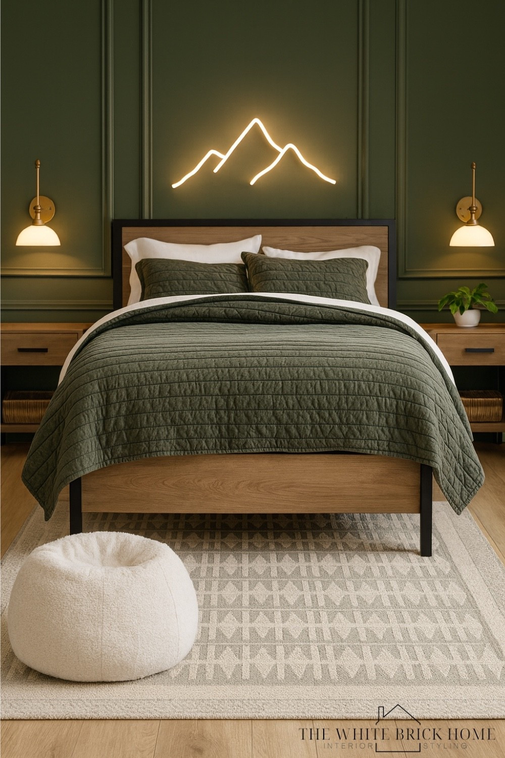 A glowing mountain light above a bed instantly becomes the focal point of this modern bedroom, adding warmth and a sense of adventure. 

🖤🖤

Boys room, boys bedroom, kids room, kids bedroom, boys room bed, boys room light, boys room rug, boys room design, boys room bean bag, boys room bedding, boys room rug, green, green boys room design, home decor, teen boy, teen boy bedroom, teen bedroom, pottery barn teen boy bedroom design 


#LTKSeasonal #LTKHome #LTKKids