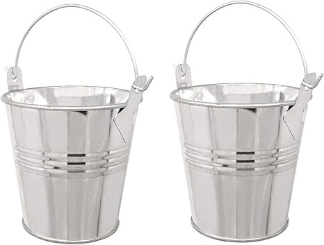 Honbay 2PCS Mini Silver Metal Buckets Tin Pail Containers Decorative Buckets with Handle for Cand... | Amazon (US)