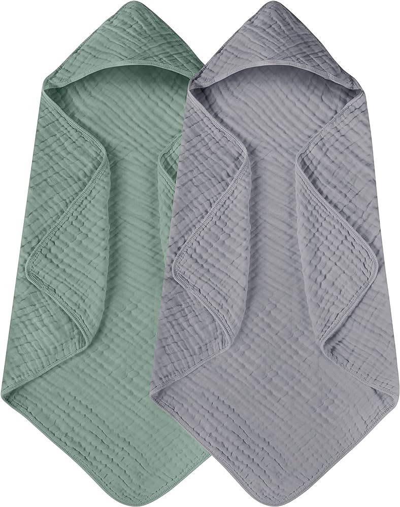 Yoofoss Hooded Baby Towels for Newborn 2 Pack 100% Muslin Cotton Baby Bath Towel with Hood for Ba... | Amazon (US)