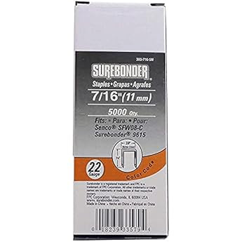 300-12-5M Narrow Crown 22 Gauge Upholstery Staples - 1/2" Length - 5000 Count | Amazon (US)