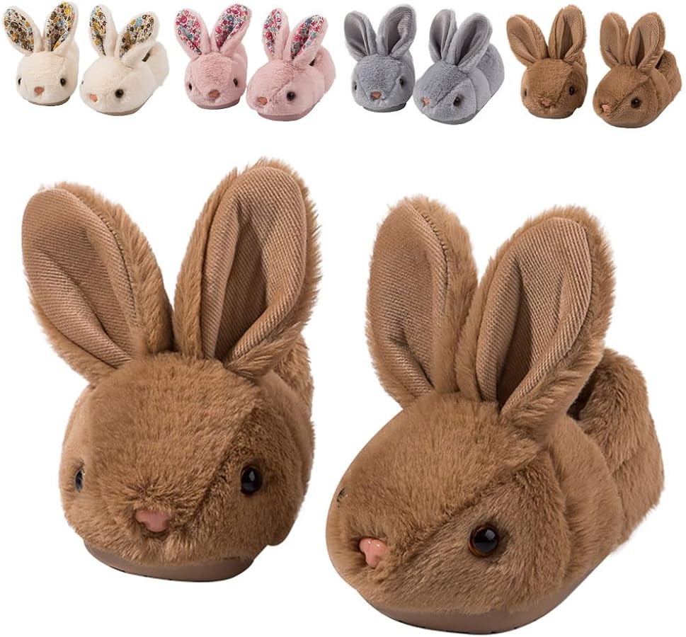 Toddler Rabbit Winter Slippers - Soft Plush Indoor Bunny Slippers for Girls & Boys | Amazon (US)