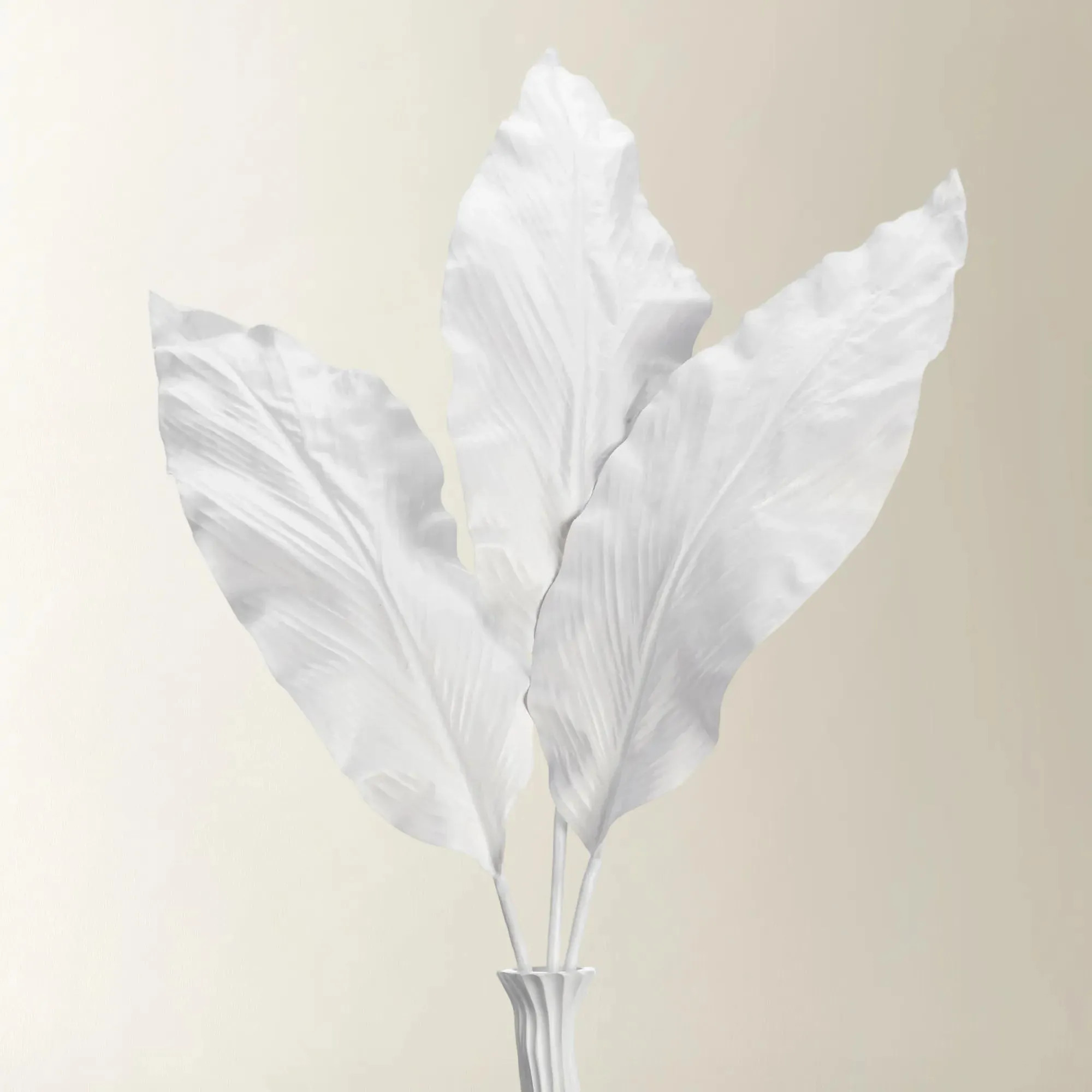 Canna Leaf Branch | White | Décor Floral | Z Gallerie | 32"H - Set of 3 | Z Gallerie