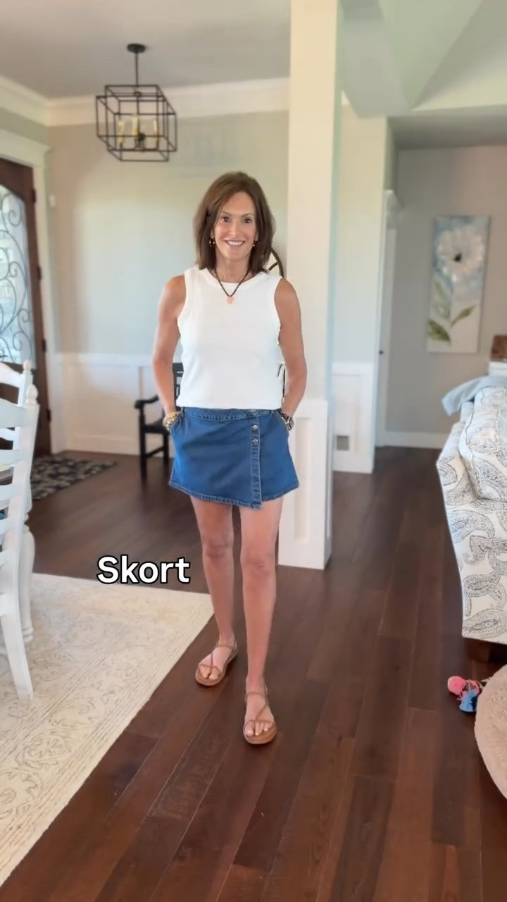 Denim skort - size 8
Tank - size medium 

Summer style, Spring style, skort, denim, Women’s fashion, outfit inspo, outfit ideas, what to wear for, fashion over 40, fashion over 50, spring outfits, spring style, spring outfit inspo, spring fashion, women’s spring outfit

#LTKOver40 #LTKSeasonal #LTKootd