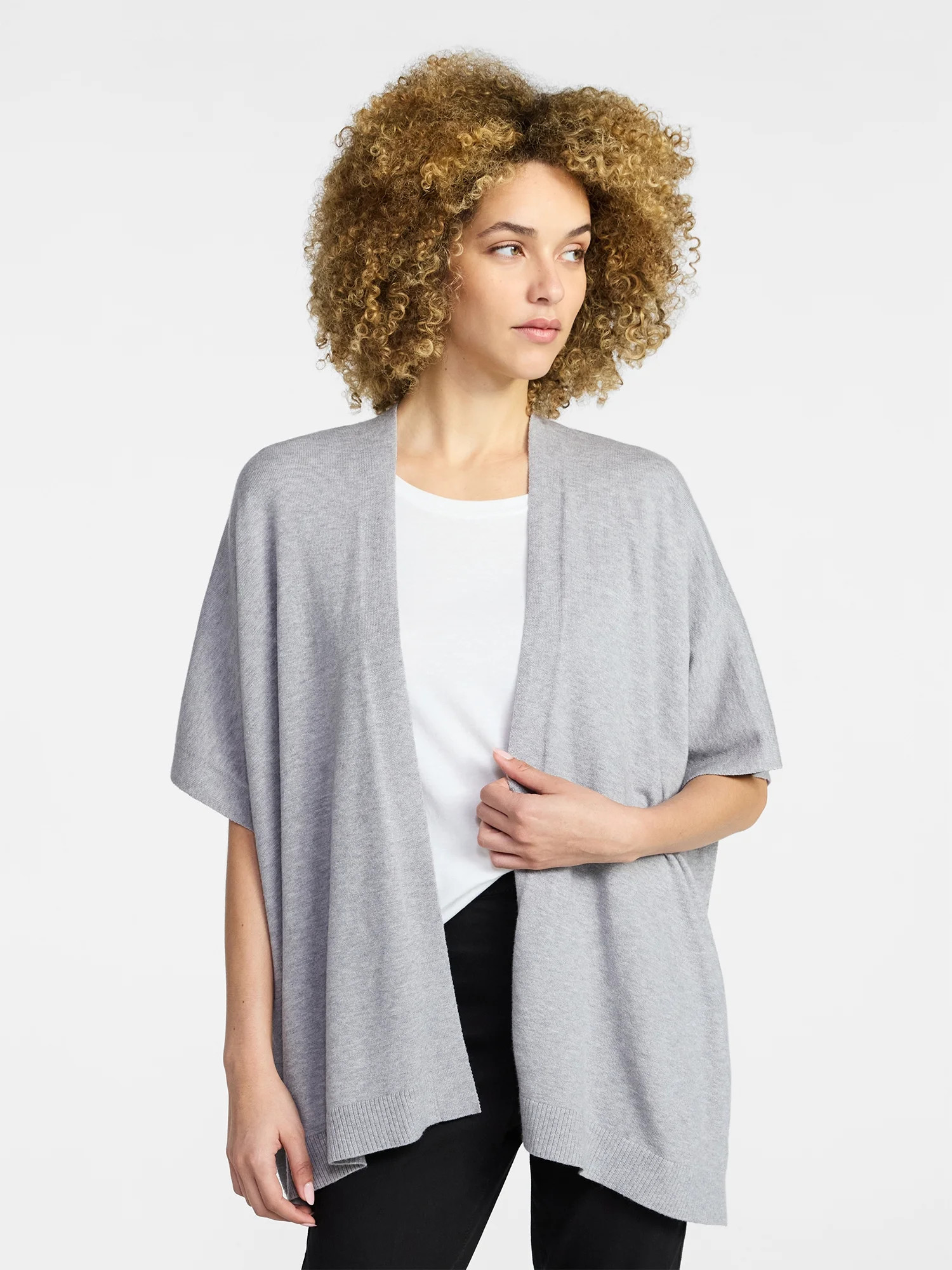 Time and Tru Women's and Women’s Plus Open Front Knit Wrap. Lightweight, Sizes S/M-2XL/3XL | Walmart (US)