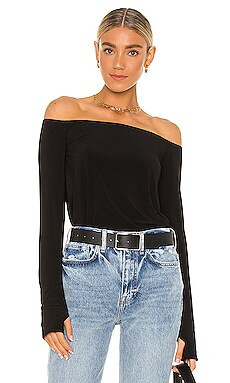 Norma Kamali x REVOLVE Long Sleeve Off Shoulder Top in Black from Revolve.com | Revolve Clothing (Global)