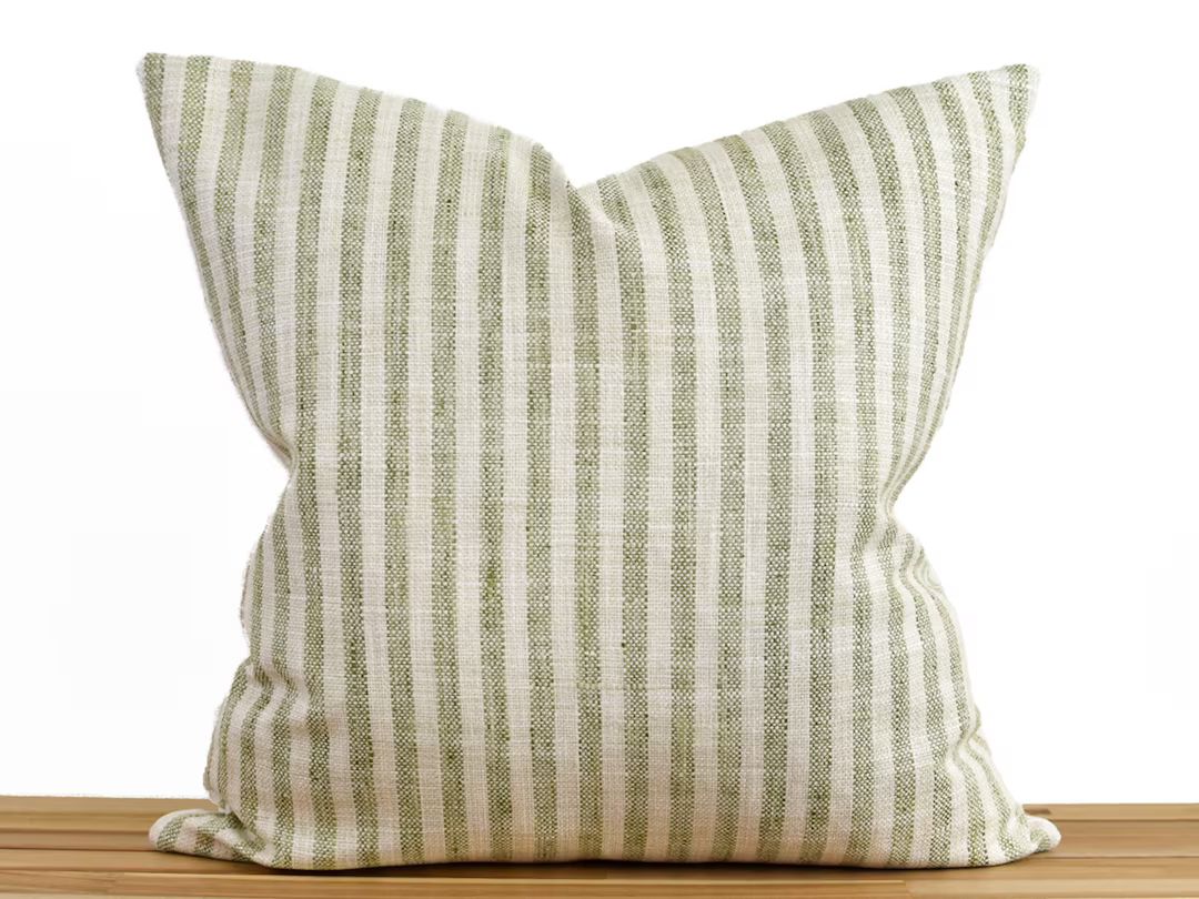 Tan and Green Striped Pillow Cover Beige and Green Pillow - Etsy Canada | Etsy (CAD)