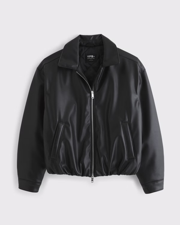 Women's YPB Bubble Hem Vegan Leather Jacket | Women's Coats & Jackets | Abercrombie.com | Abercrombie & Fitch (US)