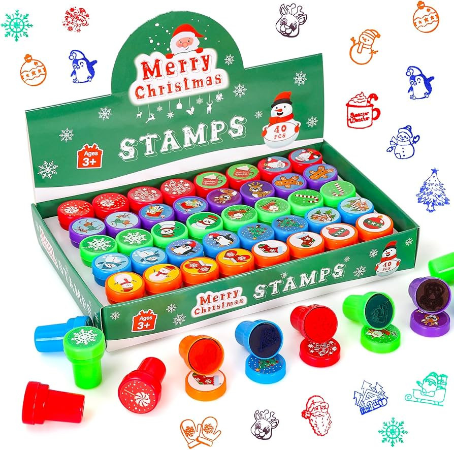 Christmas Stamps for Kids, 40 Pcs Christmas Decorations Stamps Goodie Bag Fillers,Christmas Toys ... | Amazon (US)