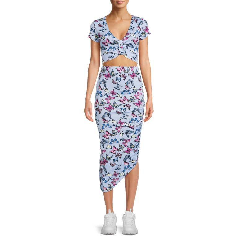 No Boundaries Junior's Asymmetrical Skirt Set, 2-Piece | Walmart (US)