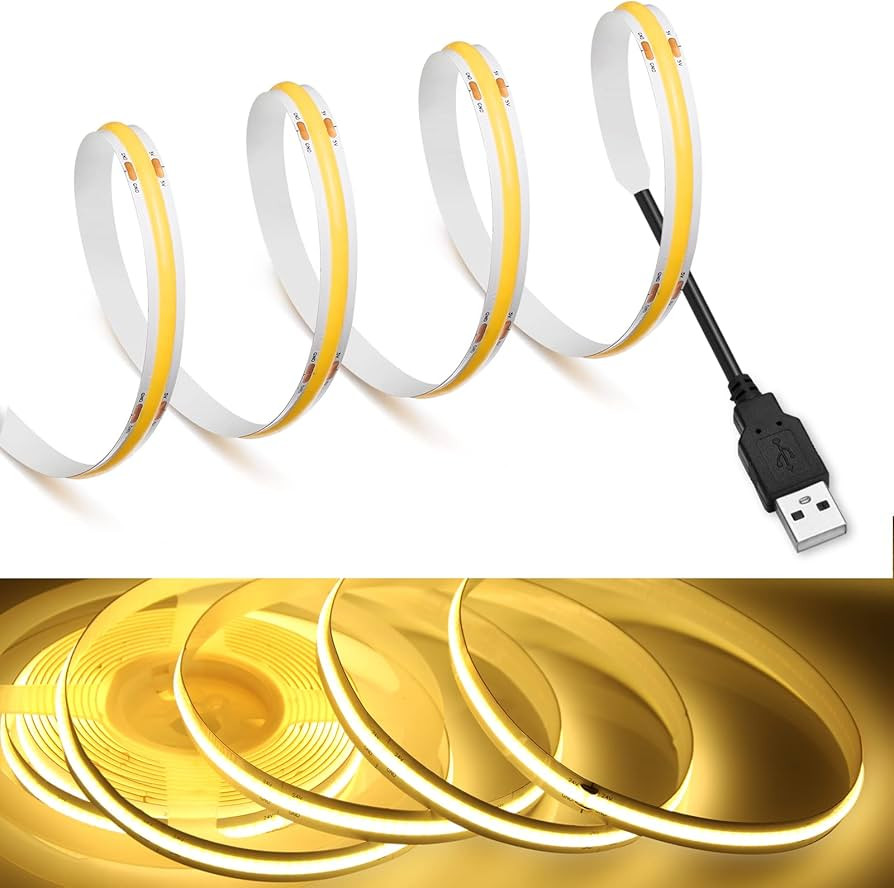 MDee】COB LED Strip Lights 3000K Warm White 9.84ft/3m USB Powered 5V Flexible LED Tape Lights wi... | Amazon (US)