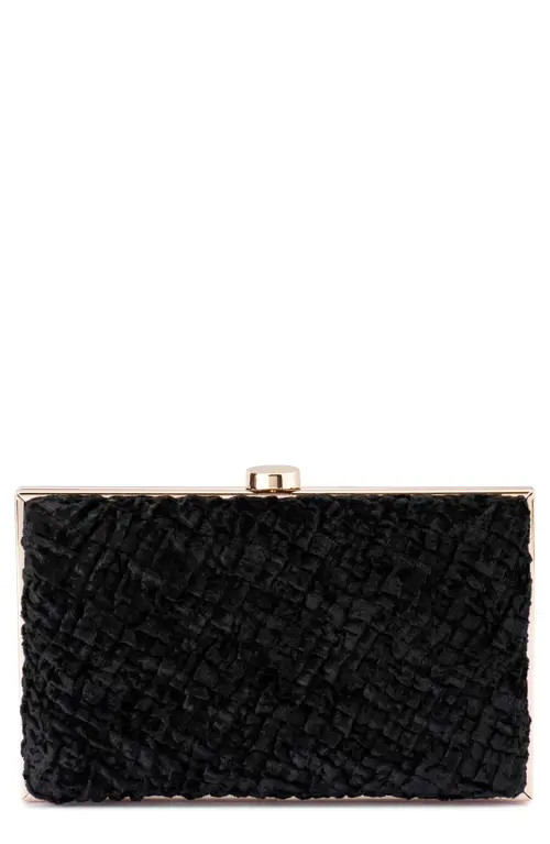 Olga Berg Hazel Textured Velvet Frame Clutch in Black at Nordstrom | Nordstrom