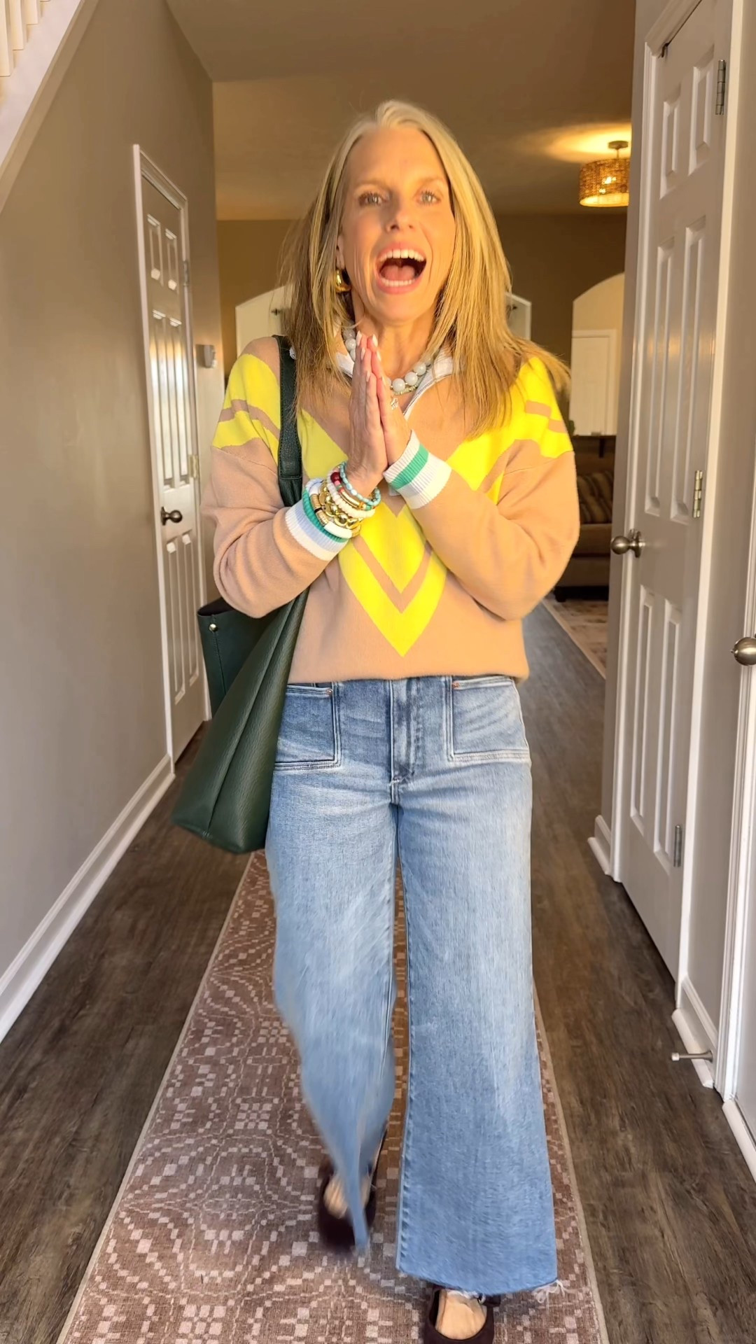 Warm-ish winter day outfit 
Love the Paige jeans and sweater…actually love it all. Wearing 26 jeans and small sweater use COAST25 on necklace and COAST20 on bracelets 

#LTKFindsUnder100 #LTKOver40