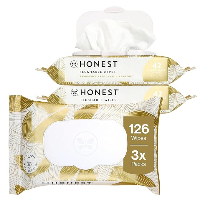 The Honest Company Flushable Wipes for Sensitive Skin, Hypoallergenic, Fragrance-Free, Gilded Win... | Amazon (US)