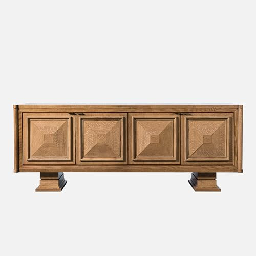 Stanley Arlo Solid Wood Media Console, Oak TV Stand with Flaked White Veneer Finish, Modern Enter... | Amazon (US)