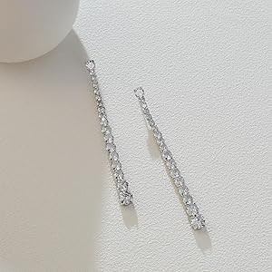 Simulated Diamond Long Dangle Earrings for Women Cubic Zirconia Drop Statement Earrings for Party... | Amazon (US)