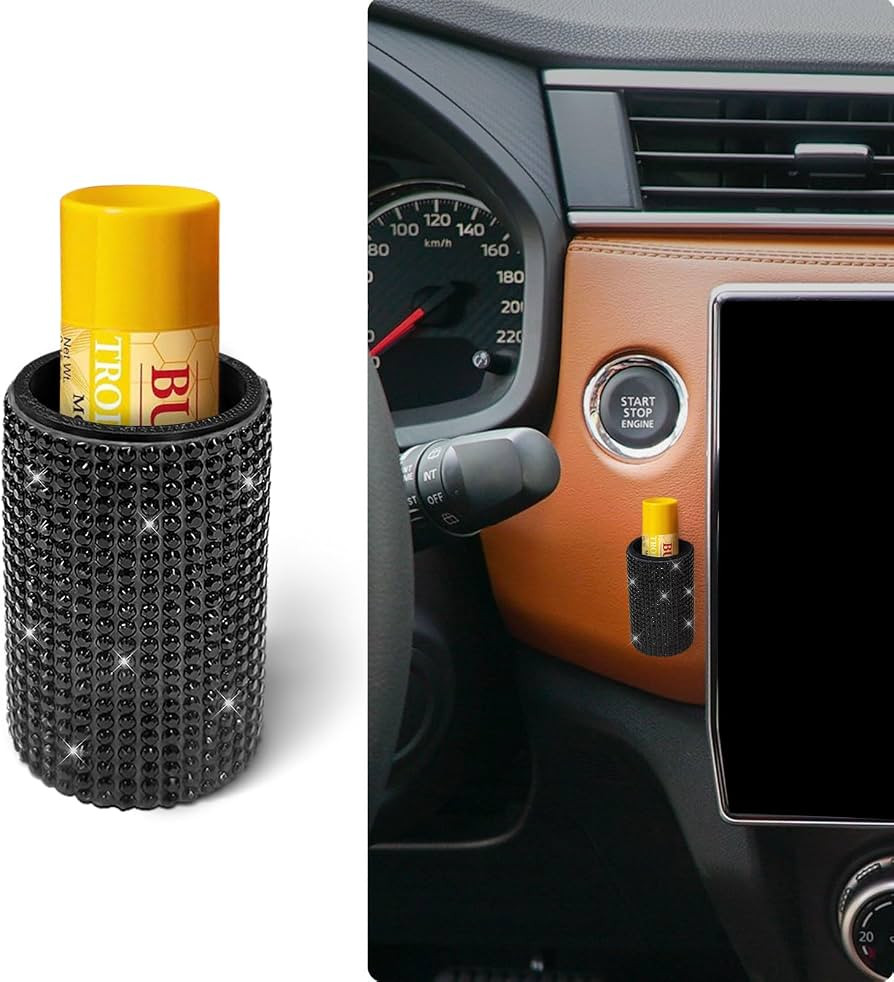 Upright Car Chapstick Holder, Bling Insulating Lip Balm Holder,Rhinestone Car Accessories for Wom... | Amazon (US)