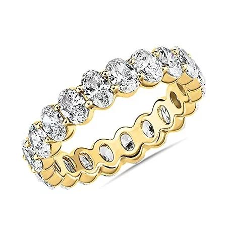PAVOI 14K Yellow Gold Plated Rings Oval Cubic Zirconia Love Ring | 5mm Stackable Rings for Women | Y | Walmart (US)